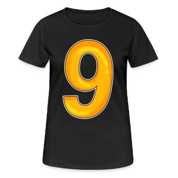 Zahl 9 - Neun - 9 Motiv in Gelb - Frauen T-Shirt atmungsaktiv - Schwarz - Vorne - AI Model Female 172 light (172cm)