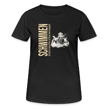 Das Becken ist mein Kraftort - Schwimmen - Frauen T-Shirt atmungsaktiv - Schwarz - Vorne - AI Model Female 172 light (172cm)