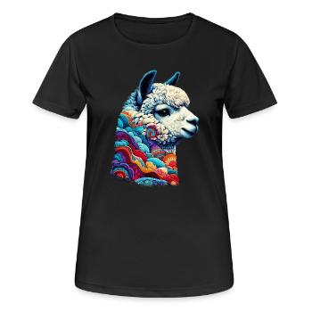 Alpaka - Frauen T-Shirt atmungsaktiv - Schwarz - Vorne - AI Model Female 172 light (172cm)