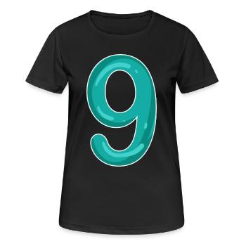 Zahl 9 - Neun - 9 Motiv - Frauen T-Shirt atmungsaktiv - Schwarz - Vorne - AI Model Female 172 light (172cm)
