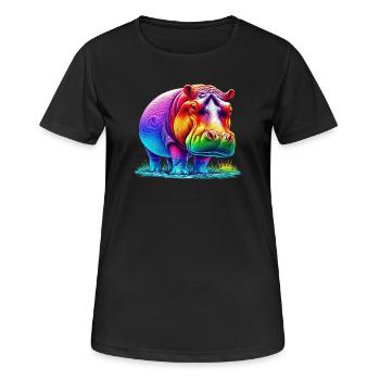 Hippopotame - T-shirt respirant Femme - noir - Devant - AI Model Female 172 light (172cm)