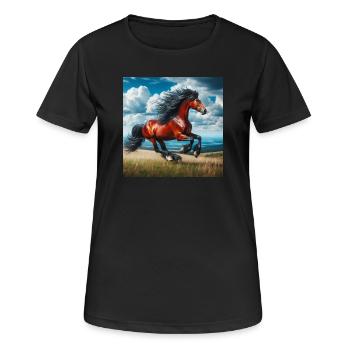 Cheval au galop - T-shirt respirant Femme - noir - Devant - AI Model Female 172 light (172cm)