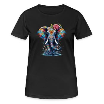 Éléphant - T-shirt respirant Femme - noir - Devant - AI Model Female 172 light (172cm)