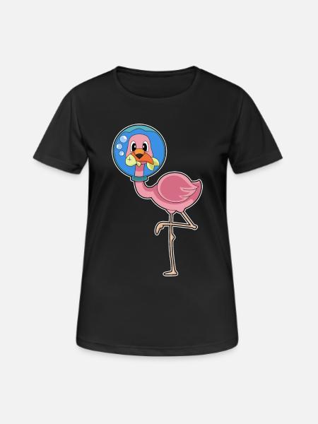 Flamingo Fisch  - Frauen T-Shirt atmungsaktiv - Schwarz