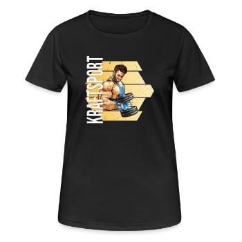 Kraftsport - Frauen T-Shirt atmungsaktiv - Schwarz - Vorne - AI Model Female 172 light (172cm)