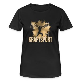 Kraftsport - Frauen T-Shirt atmungsaktiv - Schwarz - Vorne - AI Model Female 172 light (172cm)