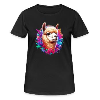 Alpaka - Frauen T-Shirt atmungsaktiv - Schwarz - Vorne - AI Model Female 172 light (172cm)