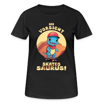 Vorsicht Skateosaurus - Frauen T-Shirt atmungsaktiv - Schwarz - Vorne - AI Model Female 172 light (172cm)