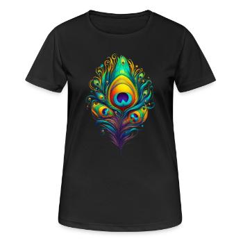 Peacock Feather Feathers Pen Pens - Women's Breathable T-Shirt - black - Front - AI Model Female 172 light (172cm)