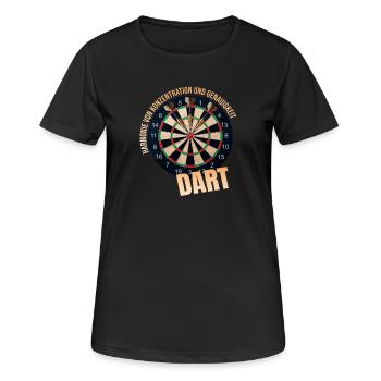 Harmonie von Konzentration &Genauigkeit - Dart - Frauen T-Shirt atmungsaktiv - Schwarz - Vorne - AI Model Female 172 light (172cm)