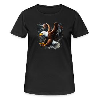 Adler - Frauen T-Shirt atmungsaktiv - Schwarz - Vorne - AI Model Female 172 light (172cm)
