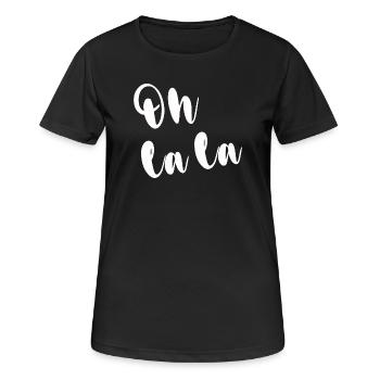 OH LA LA - Frauen T-Shirt atmungsaktiv - Schwarz - Vorne - AI Model Female 172 light (172cm)