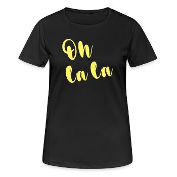 OH LA LA - Frauen T-Shirt atmungsaktiv - Schwarz - Vorne - AI Model Female 172 light (172cm)