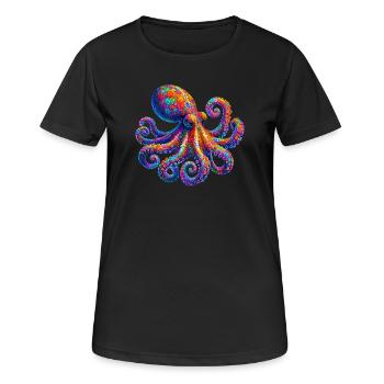 Krake - Frauen T-Shirt atmungsaktiv - Schwarz - Vorne - AI Model Female 172 light (172cm)