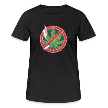 Panneau de prohibition du cannabis anti stoner - T-shirt respirant Femme - noir - Devant - AI Model Female 172 light (172cm)