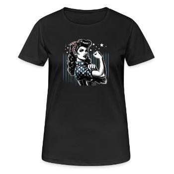Strength Strong Woman Rockabilly Biceps Gift - Women's Breathable T-Shirt - black - Front - AI Model Female 172 light (172cm)
