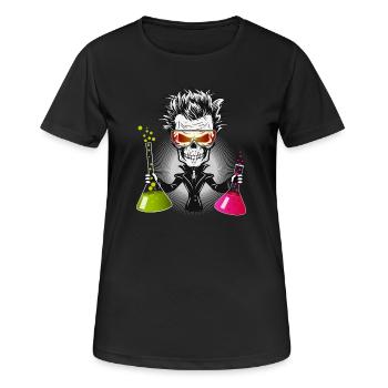 Skull as a gloomy scientist in the laboratory - Women's Breathable T-Shirt - black - Front - AI Model Female 172 light (172cm)