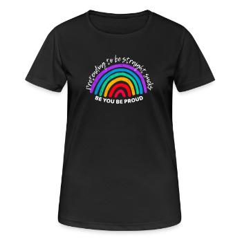 Prétendre être hétéro, c’est nul. - T-shirt respirant Femme - noir - Devant - AI Model Female 172 light (172cm)