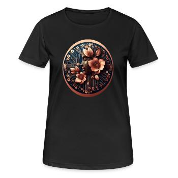 Bio Technologie KI Design Blumen - Frauen T-Shirt atmungsaktiv - Schwarz - Vorne - AI Model Female 172 light (172cm)