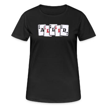 Poker Casino Jeu de cartes Jeux d’argent Poker Loterie - T-shirt respirant Femme - noir - Devant - AI Model Female 172 light (172cm)