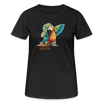 Perrot synchronisiert Gefiederte Scherben Der tropische Papagei - Frauen T-Shirt atmungsaktiv - Schwarz - Vorne - AI Model Female 172 light (172cm)