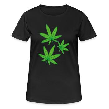 Feuilles de cannabis vertes - T-shirt respirant Femme - noir - Devant - AI Model Female 172 light (172cm)