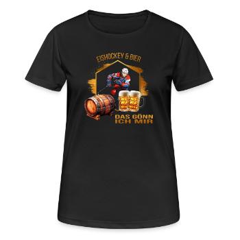 Eishockey & Bier - Das gönn ich mir - Frauen T-Shirt atmungsaktiv - Schwarz - Vorne - AI Model Female 172 light (172cm)