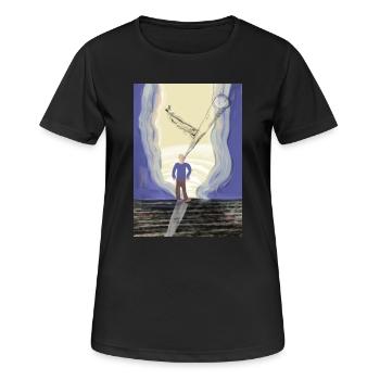 Jenseits des Horizonts: Eine kosmische Odyssee - Frauen T-Shirt atmungsaktiv - Schwarz - Vorne - AI Model Female 172 light (172cm)