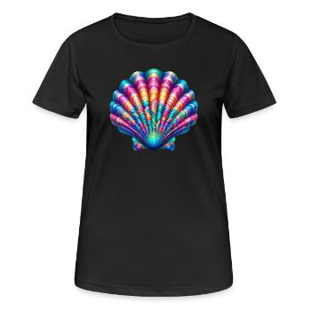 Jakobsmuschel-Schale - Frauen T-Shirt atmungsaktiv - Schwarz - Vorne - AI Model Female 172 light (172cm)