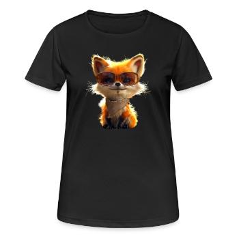 Renard J’aime les renards Renard roux Renard mignon sauvage - T-shirt respirant Femme - noir - Devant - AI Model Female 172 light (172cm)