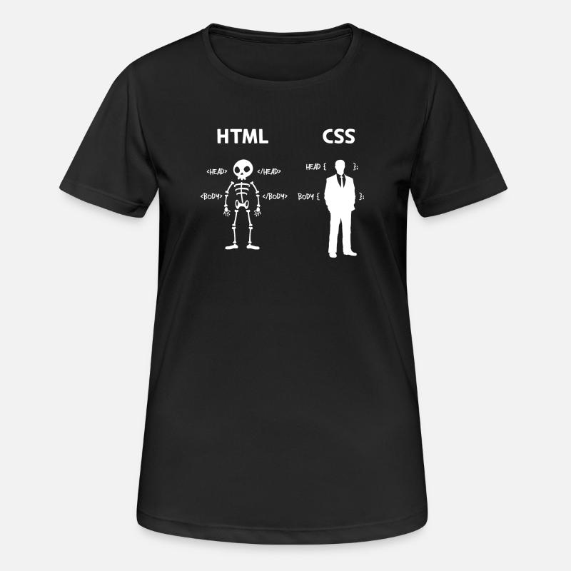 Code Css C++ Php Java Développeur Code Scripting - T-shirt respirant Femme - noir