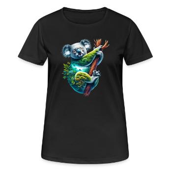 Koala - Frauen T-Shirt atmungsaktiv - Schwarz - Vorne - AI Model Female 172 light (172cm)