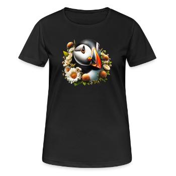 Papageitaucher - Frauen T-Shirt atmungsaktiv - Schwarz - Vorne - AI Model Female 172 light (172cm)
