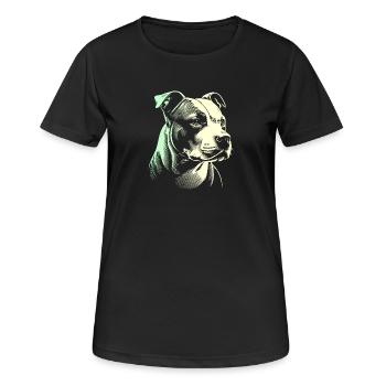 Staffordshire geometrischer Bullterrier, Staffy - Frauen T-Shirt atmungsaktiv - Schwarz - Vorne - AI Model Female 172 light (172cm)