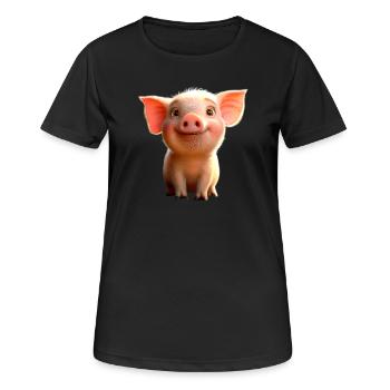 Cochon domestique Cochon Cochon Porcelet Cochon - T-shirt respirant Femme - noir - Devant - AI Model Female 172 light (172cm)