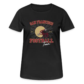 San Francisco Football - Frauen T-Shirt atmungsaktiv - Schwarz - Vorne - AI Model Female 172 light (172cm)
