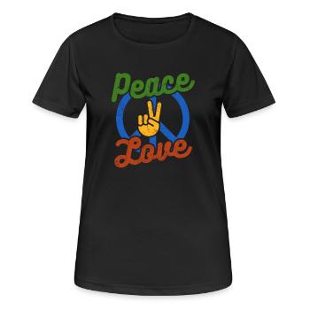 Frieden, Liebe - Frauen T-Shirt atmungsaktiv - Schwarz - Vorne - AI Model Female 172 light (172cm)