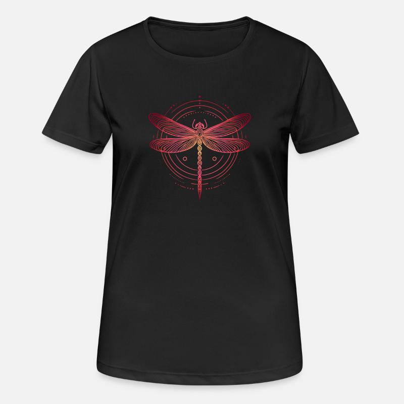 Dragonfly Spiral Patterns, Pink Gradient - Women's Breathable T-Shirt - black
