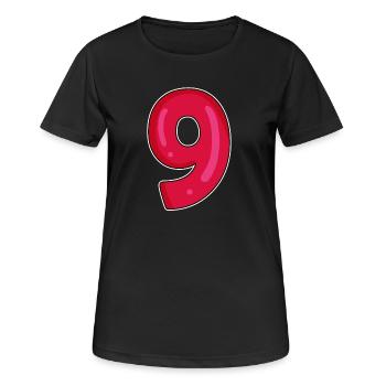 Zahl 9 - Neun - 9 Motiv - Frauen T-Shirt atmungsaktiv - Schwarz - Vorne - AI Model Female 172 light (172cm)