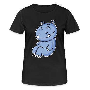 Hippopotame Hippopotame - T-shirt respirant Femme - noir - Devant - AI Model Female 172 light (172cm)