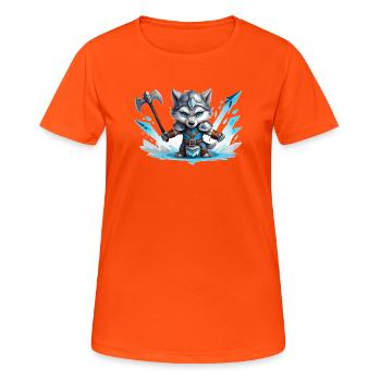 Viking Wolf Warrior - Frauen T-Shirt atmungsaktiv - Neonorange - Vorne - AI Model Female 172 dark (172cm)