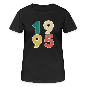 1995 - Jahrgang 1995 - Baujahr 1995 - Frauen T-Shirt atmungsaktiv - Schwarz - Vorne - AI Model Female 172 light (172cm)