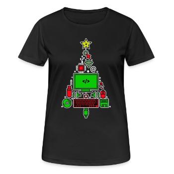 Code Debug Skripting Developer Computerfreak - Frauen T-Shirt atmungsaktiv - Schwarz - Vorne - AI Model Female 172 light (172cm)