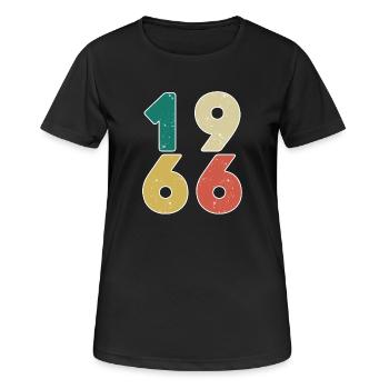 1966 - Jahrgang 1966 - Baujahr 1966 - Frauen T-Shirt atmungsaktiv - Schwarz - Vorne - AI Model Female 172 light (172cm)