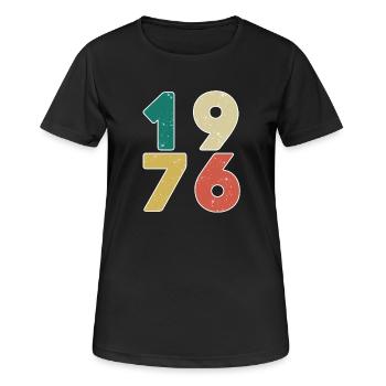 1976 - Né en 1976 - Construit en 1976 - T-shirt respirant Femme - noir - Devant - AI Model Female 172 light (172cm)