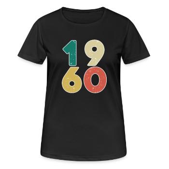 1960 - Jahrgang 1960 - Baujahr 1960 - Frauen T-Shirt atmungsaktiv - Schwarz - Vorne - AI Model Female 172 light (172cm)