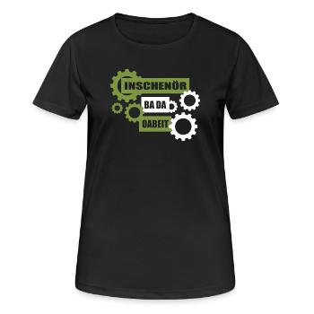 Inschenör ba da Oabeit, engineer at work - Women's Breathable T-Shirt - black - Front - AI Model Female 172 light (172cm)