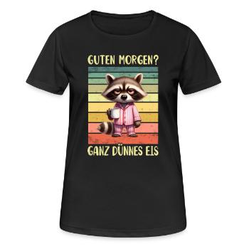 Waschbär Morgenmuffel - Frauen T-Shirt atmungsaktiv - Schwarz - Vorne - AI Model Female 172 light (172cm)