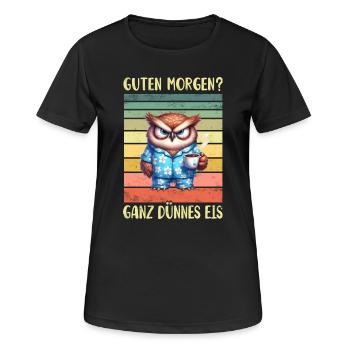 Eule Morgenmuffel - Frauen T-Shirt atmungsaktiv - Schwarz - Vorne - AI Model Female 172 light (172cm)