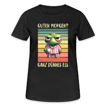Schildkröte Morgenmuffel - Frauen T-Shirt atmungsaktiv - Schwarz - Vorne - AI Model Female 172 light (172cm)